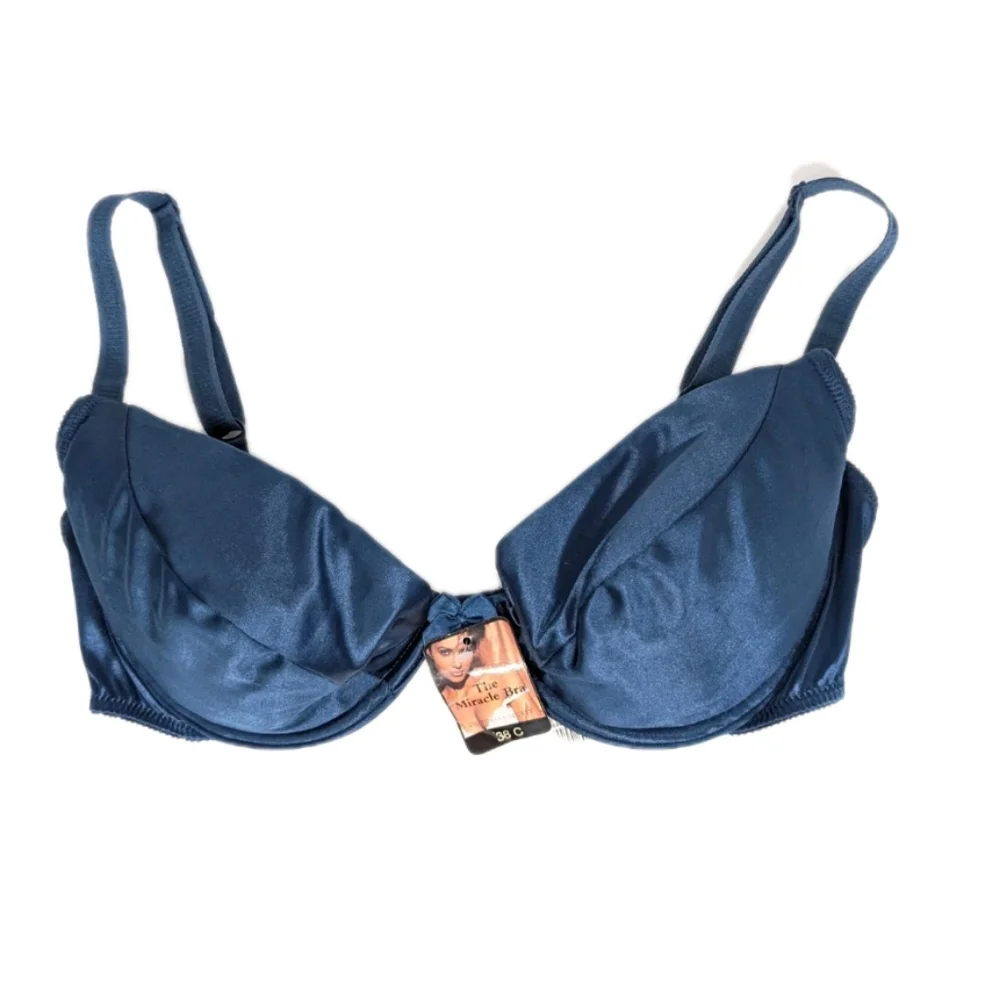 Vintage Victoria's Secret Miracle Second Skin Satin Bra 38C Women NEW 90s silky